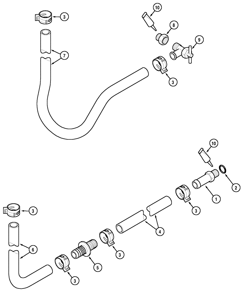 Схема запчастей Case IH MX110 - (02-07) - HEATER HOSES (02) - ENGINE