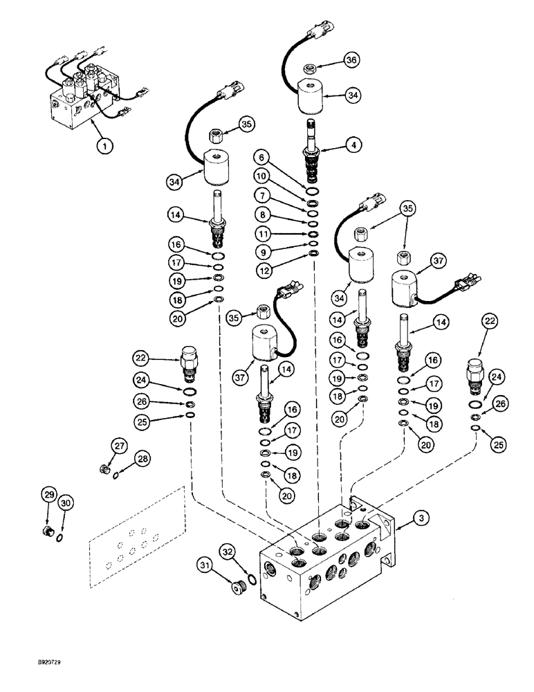 Схема запчастей Case IH 1800 - (8-28) - CLUTCH AND HEADER LIFT VALVE (07) - HYDRAULICS