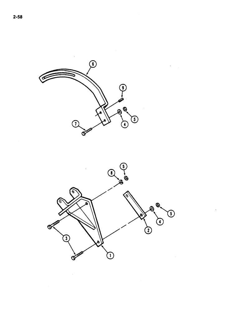 Схема запчастей Case IH 782 - (2-58) - ALTERNATOR BRACKET AND BRACE, D358 DIESEL ENGINE (01) - ENGINE