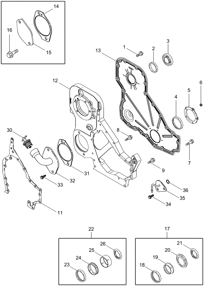 Схема запчастей Case IH STEIGER 330 - (02-09) - FRONT GEAR COVER (02) - ENGINE