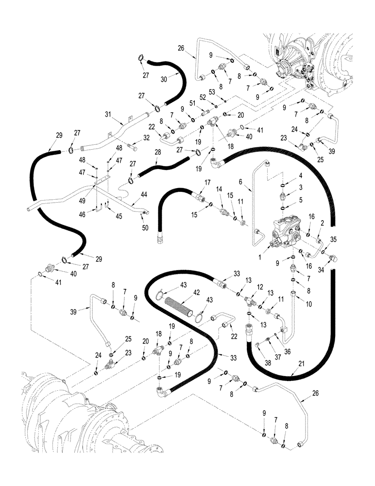 Схема запчастей Case IH STX450 - (08-09) - 500 SERIES AXLE HYDRAULICS - LUBRICATION CIRCUIT, BSN JEE0102001, QUADTRAC TRACTOR (08) - HYDRAULICS