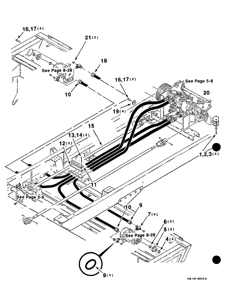 Схема запчастей Case IH 8825HP - (08-10) - TRANSMISSION MOTORS AND HYDRAULIC LINE ASSEMBLY, SERIAL NUMBER CFH127600 AND LATER (08) - HYDRAULICS