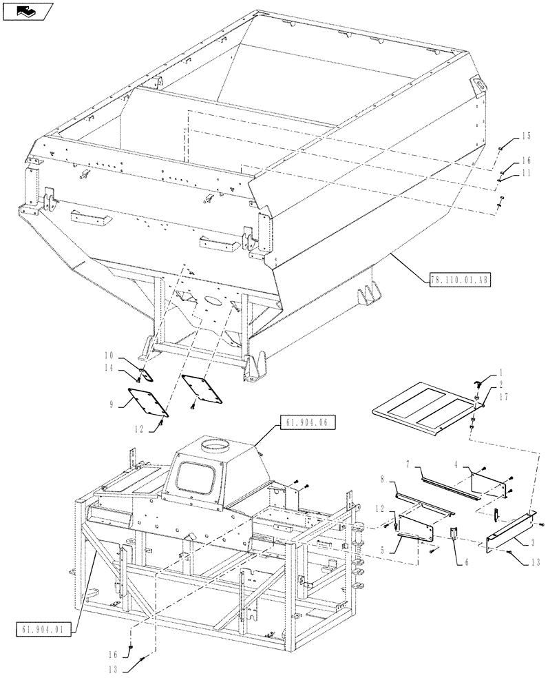 Схема запчастей Case IH 810 - (78.110.01.AE) - SINGLE BIN ASSEMBLY (78) - SPRAYING