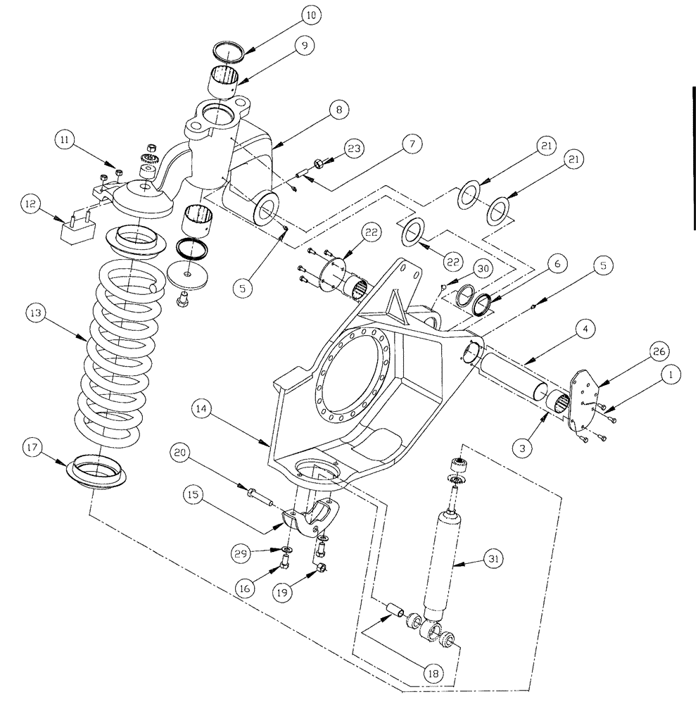 Схема запчастей Case IH SPX4260 - (098) - STRUT ASSEMBLY LH (48) - TRACKS & TRACK SUSPENSION