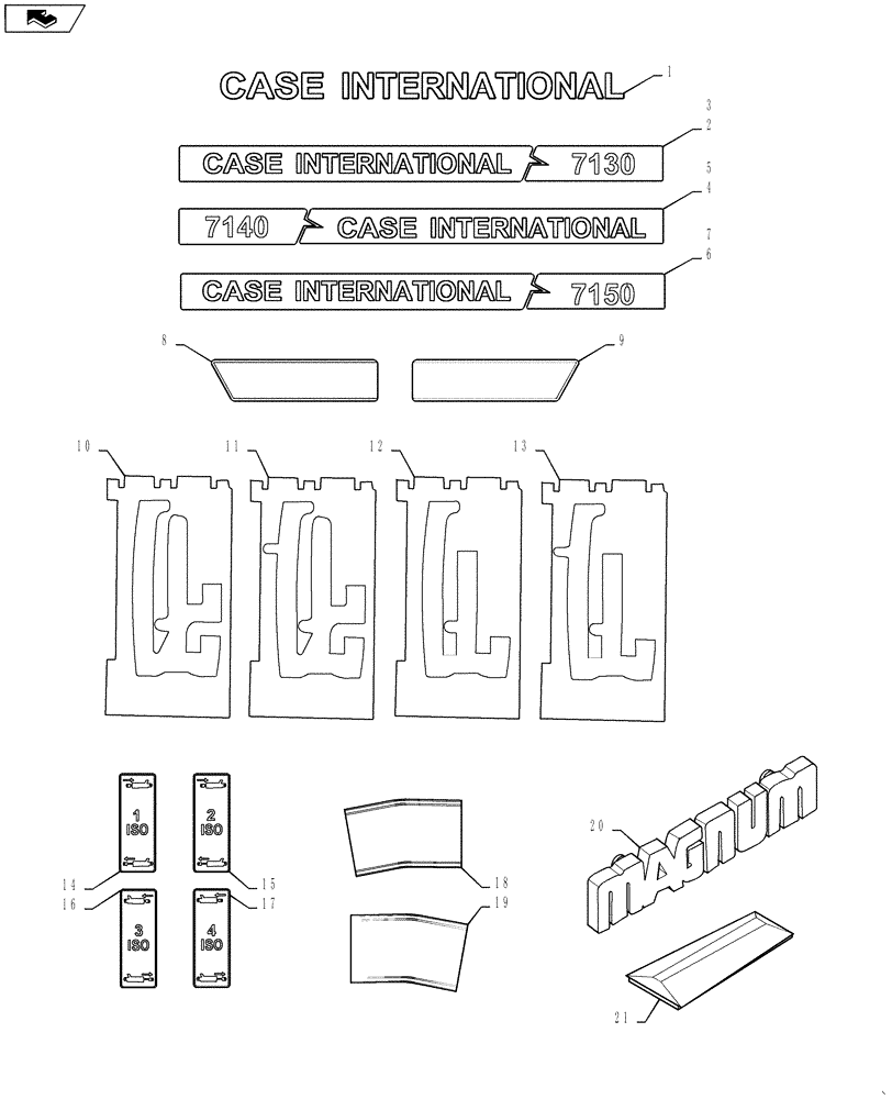 Схема запчастей Case IH 7150 - (9-158) - DECALS, TRACTOR (09) - CHASSIS/ATTACHMENTS