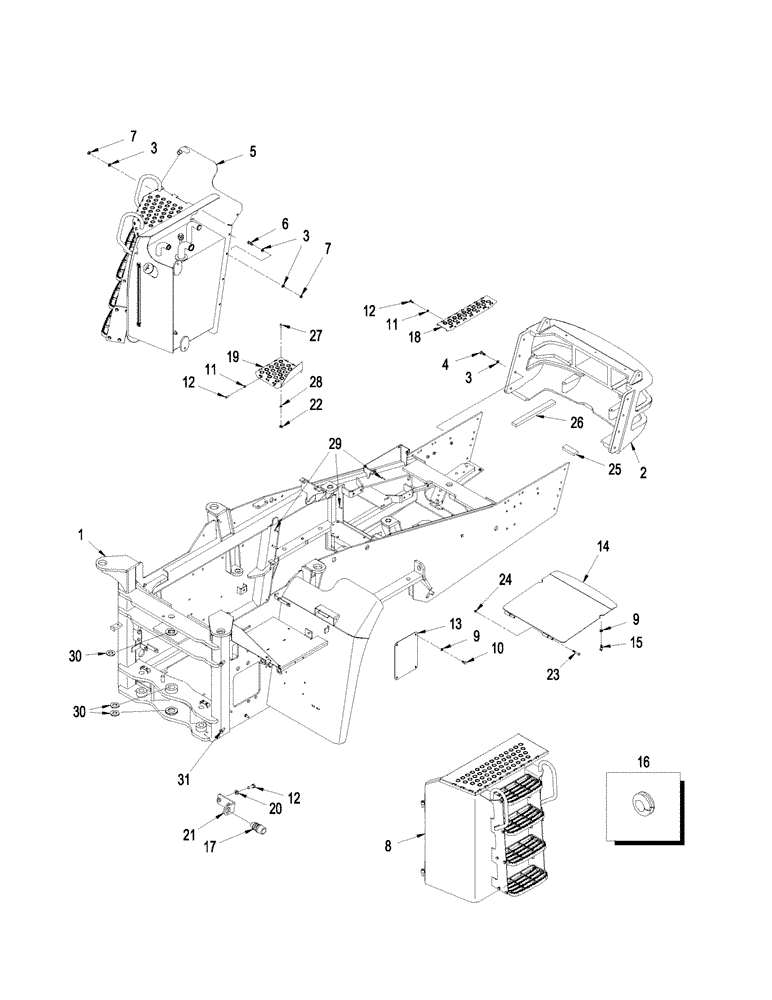 Схема запчастей Case IH STEIGER 330 - (09-28) - FRONT FRAME, WITHOUT ACCUSTEER (09) - CHASSIS