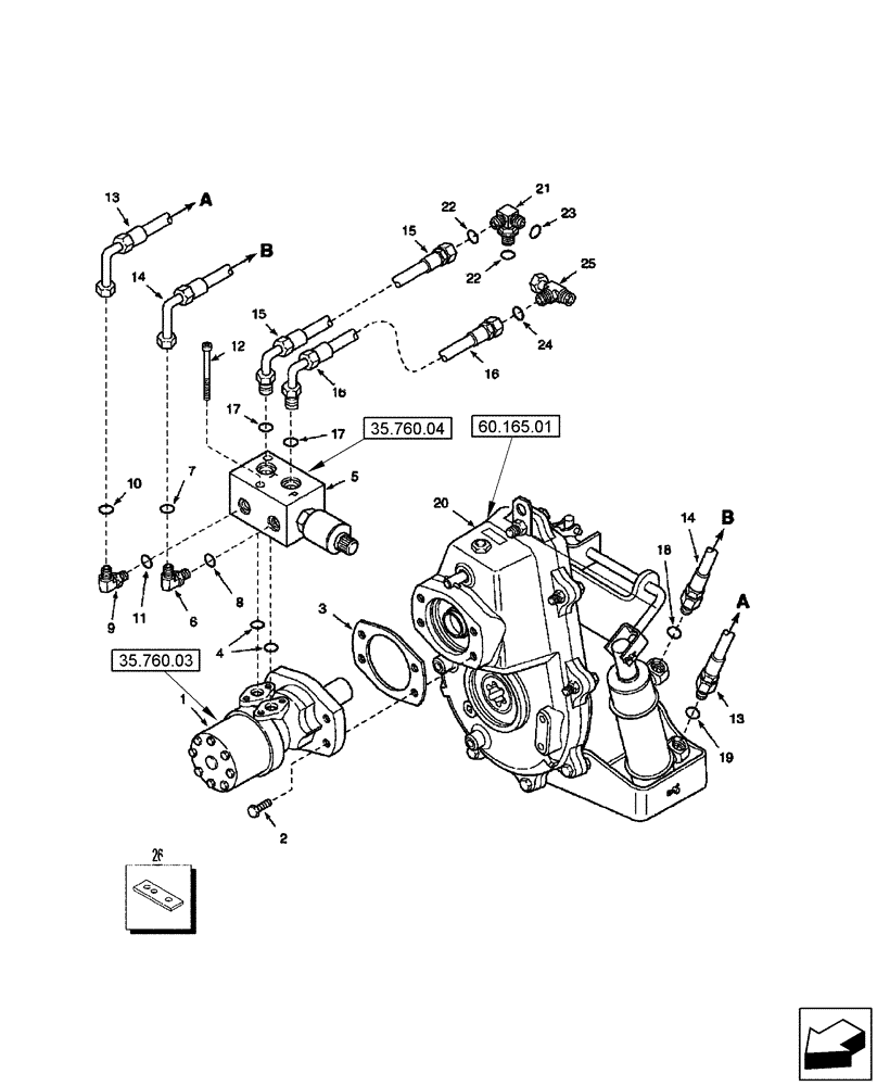 Схема запчастей Case IH 2588 - (35.760.01) - HYDRAULICS - FEEDER REVERSER (35) - HYDRAULIC SYSTEMS