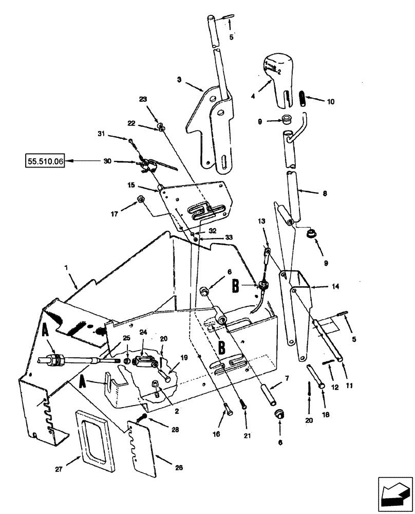 Схема запчастей Case IH 2577 - (21.130.01) - CONTROLS - TRANSMISSION UPPER SHIFT (21) - TRANSMISSION