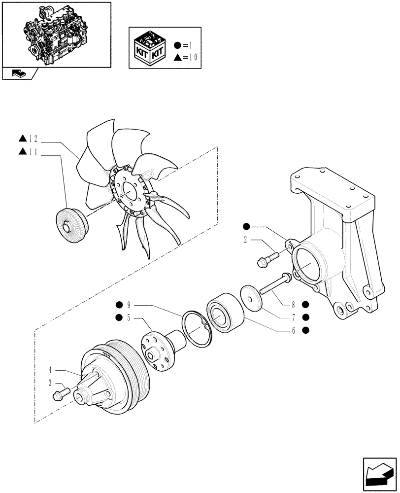 Схема запчастей Case IH PUMA 140 - (0.34.5[02]) - FAN DRIVE (01) - ENGINE