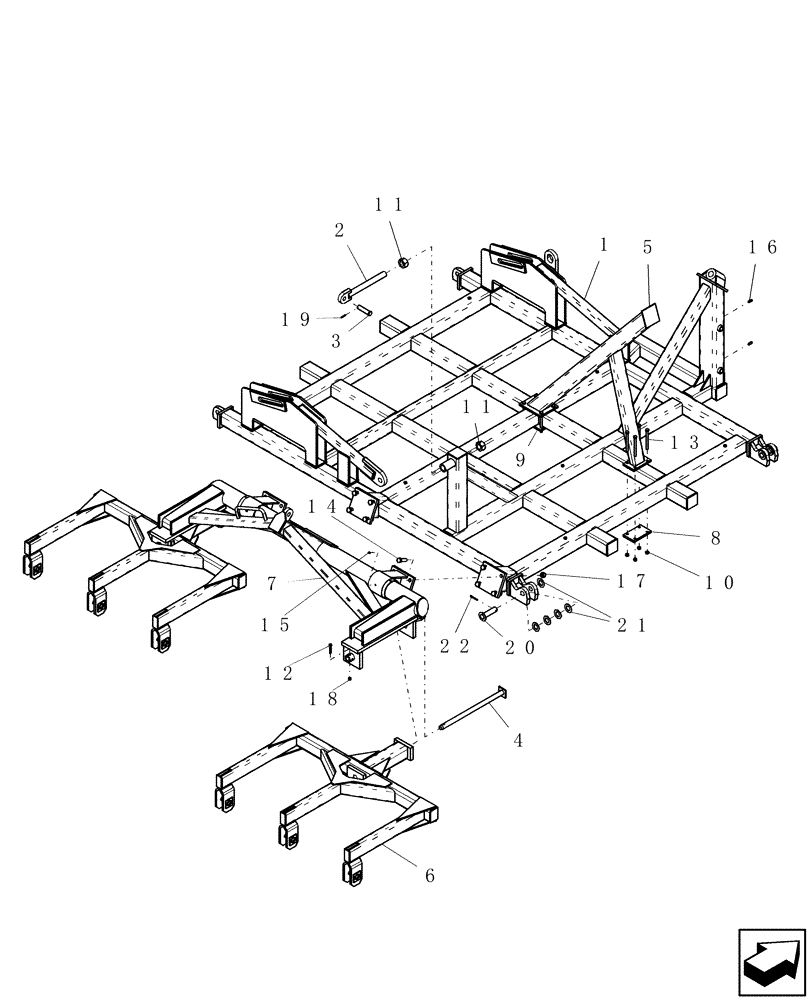 Схема запчастей Case IH ATX - (09-28) - WING FRAME (INNER) WITH ROCKSHAFT & WHEEL GANGS, 4710, 5010, 4812, 5012, 4 RANK, 5 PLEX, 4812, 3 RK (09) - CHASSIS