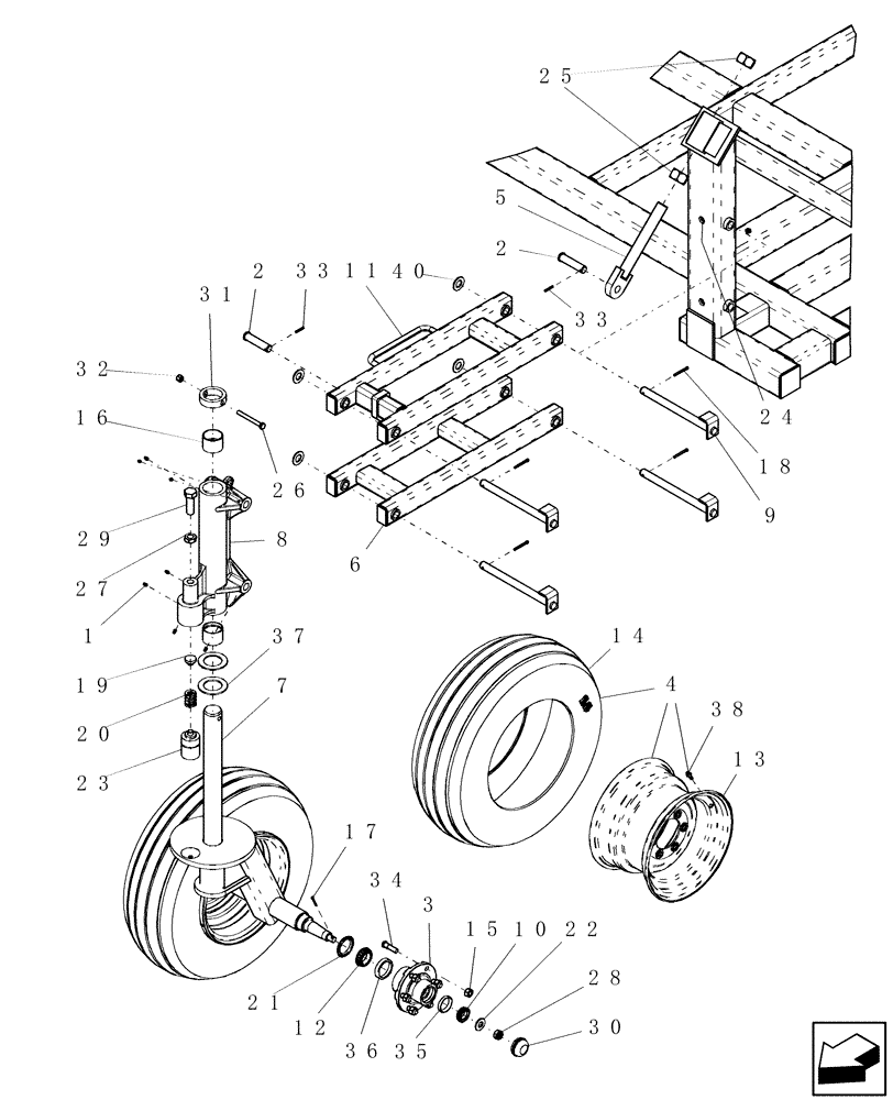 Схема запчастей Case IH ATX - (09-54) - CASTER ASSEMBLY - STANDARD (BSN CBJ0008249) (09) - CHASSIS