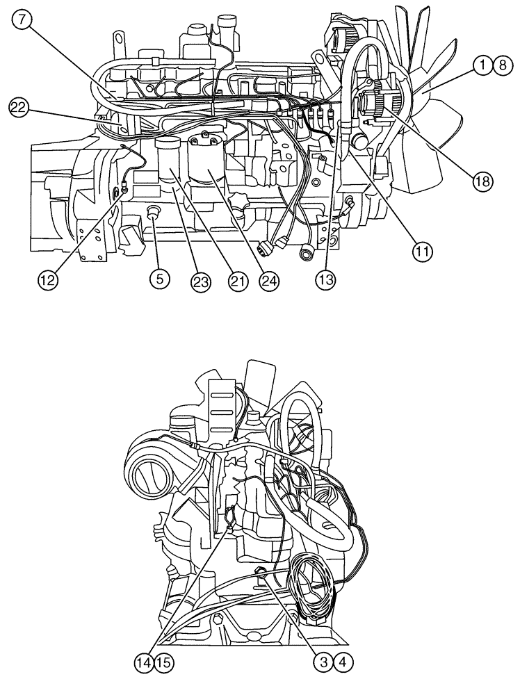 Схема запчастей Case IH FLX4330 - (02-011[02]) - ENGINE GROUP (FLX 4300 JD6081 ENGINE) (01) - ENGINE