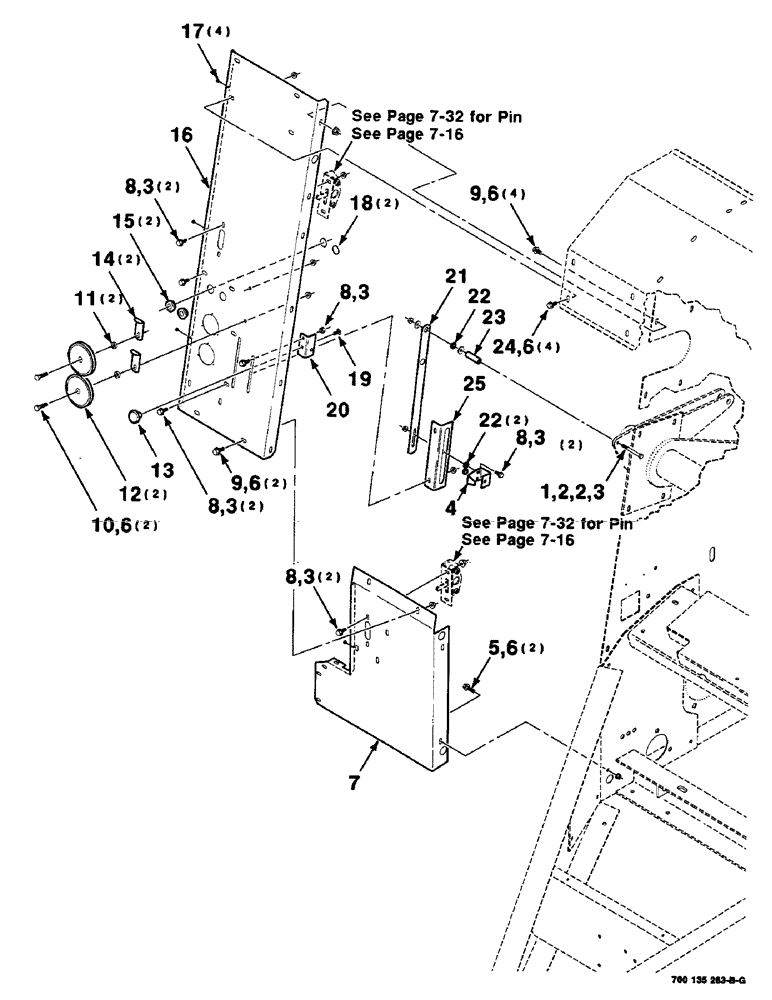 Схема запчастей Case IH 8435 - (7-14) - SHIELD, LATCH AND BALE INDICATOR ASSEMBLIES, RIGHT, SERIAL NUMBER CFH0124401 AND LATER (12) - MAIN FRAME