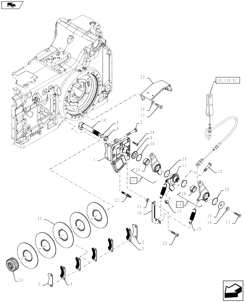 Схема запчастей Case IH PUMA 160 - (33.110.04) - PARKING BRAKE (33) - BRAKES & CONTROLS