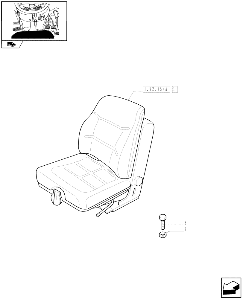 Схема запчастей Case IH FARMALL 95C - (1.92.85[01]) - SEAT - L/CAB (10) - OPERATORS PLATFORM/CAB