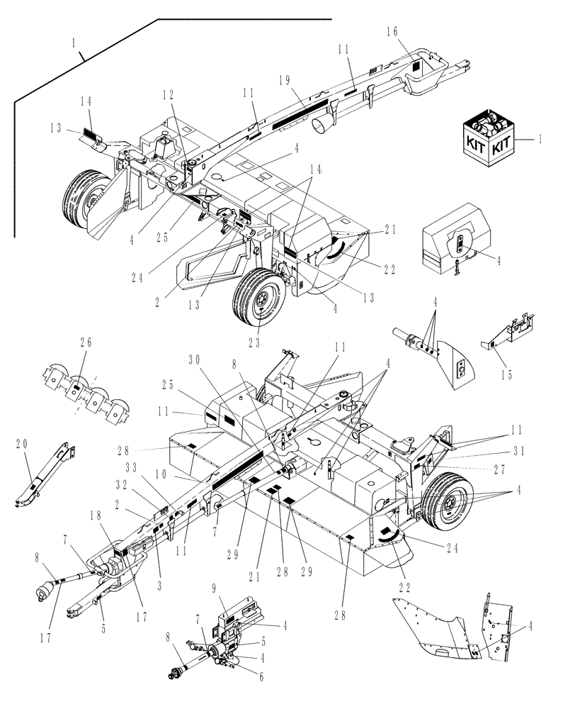 Схема запчастей Case IH DCX131F - (08.06) - DECALS, STANDARD & SWIVEL TONGUE MODELS (08) - SHEET METAL