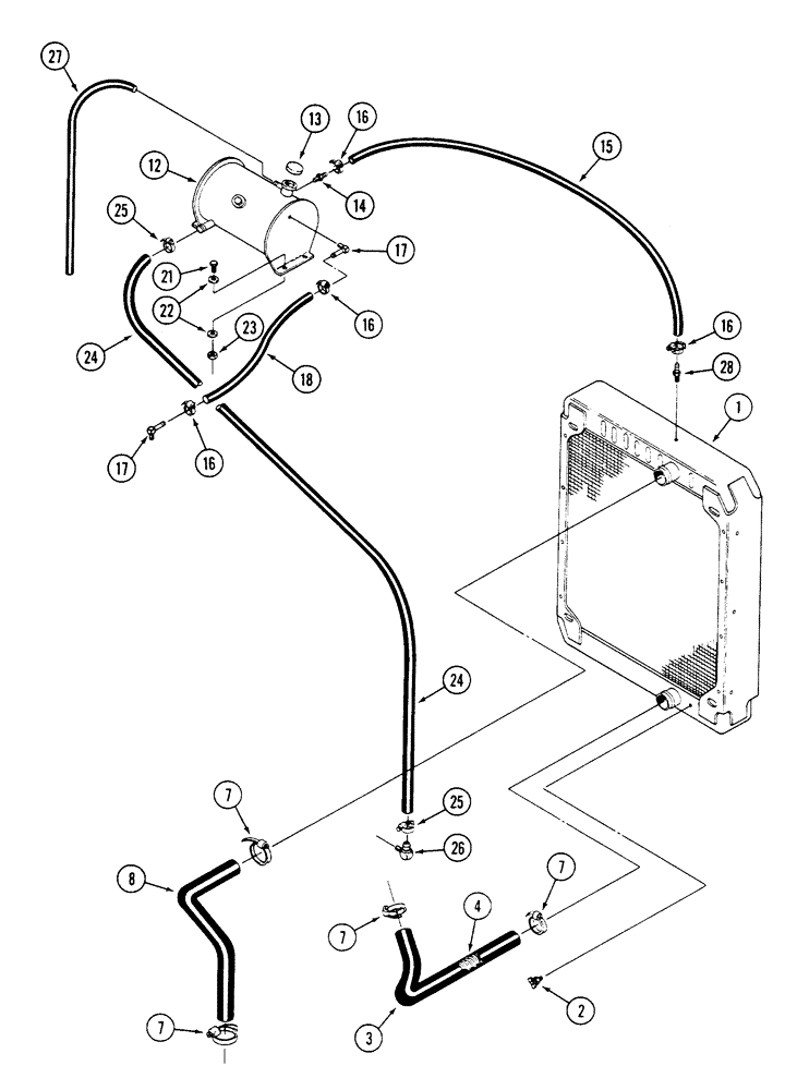 Схема запчастей Case IH 9260 - (2-008) - RADIATOR AND ATTACHING PARTS, 9250 AND 9260 TRACTORS, PRIOR TO P.I.N. JEE0033501 (02) - ENGINE