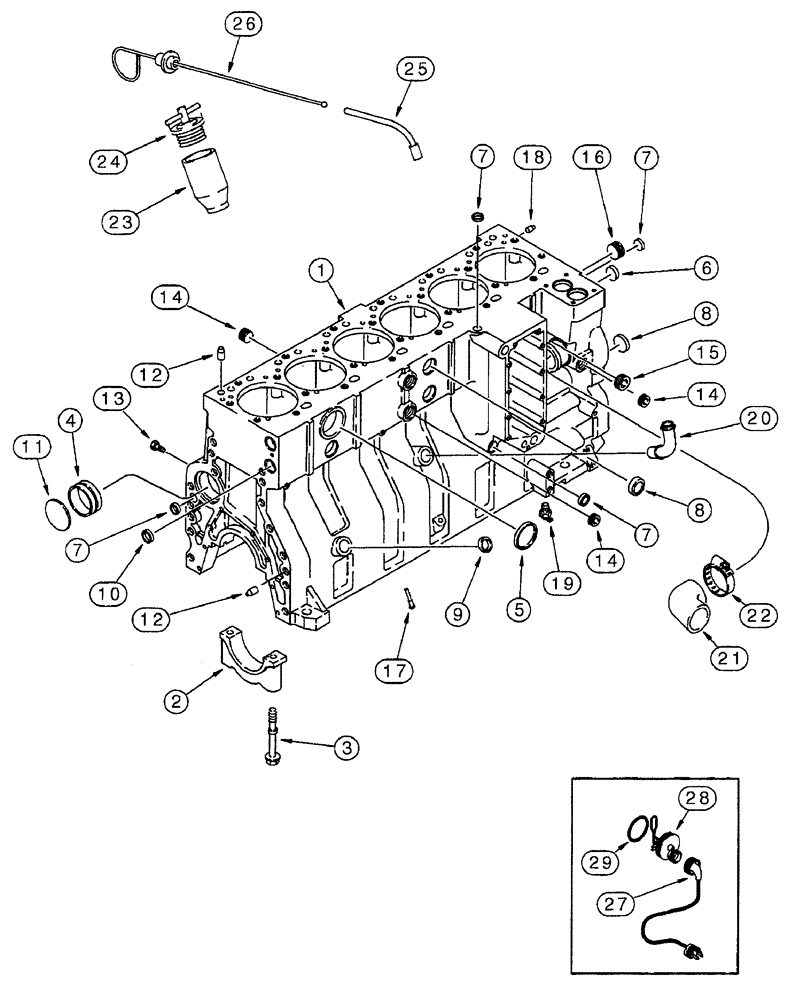 Схема запчастей Case IH 7250 - (2-100) - CYLINDER BLOCK, 6TA-830 ENGINE, PRIOR TO TRACTOR PIN JJA0064978 (02) - ENGINE