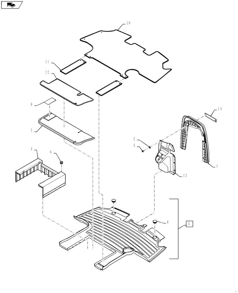 Схема запчастей Case IH MX210 - (09-25) - CAB - FLOOR MAT AND INSULATION (09) - CHASSIS/ATTACHMENTS