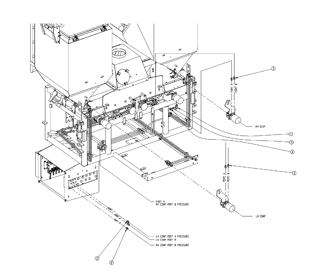 Схема запчастей Case IH 438 - (03-001) - FITTING GROUP, DOUBLE BIN Bin Group