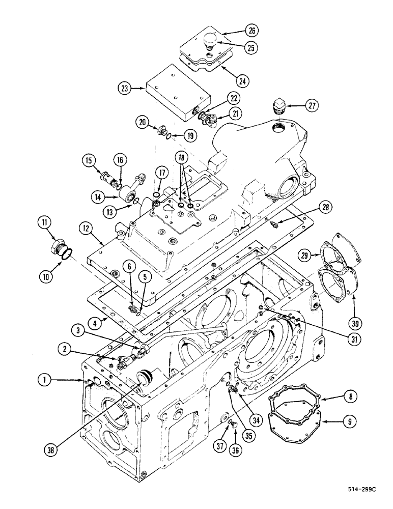 Схема запчастей Case IH 685 - (6-338) - REAR FRAME, COVER & CONNECTIONS (06) - POWER TRAIN