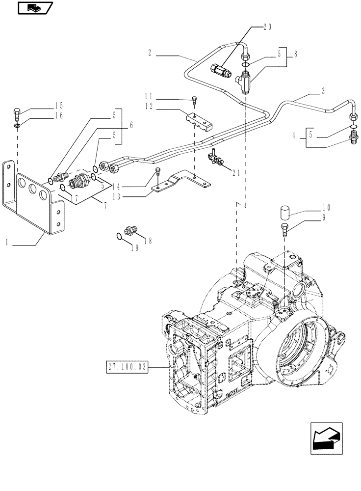 Схема запчастей Case IH MAGNUM 180 - (33.201.02) - BRAKE PIPING, WITH CONTINUOUSLY VARIABLE TRANSMISSION (33) - BRAKES & CONTROLS