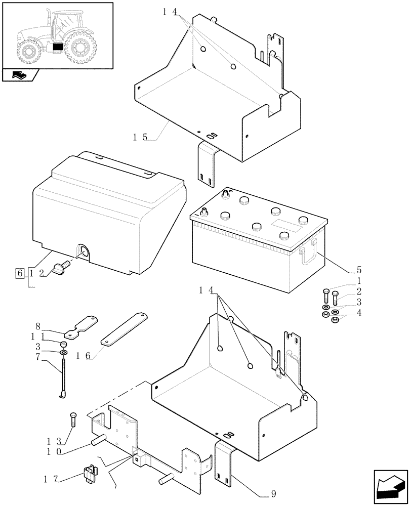 Схема запчастей Case IH PUMA 180 - (1.74.2) - BATTERY, COVERS AND RELATED SUPPORTS (06) - ELECTRICAL SYSTEMS