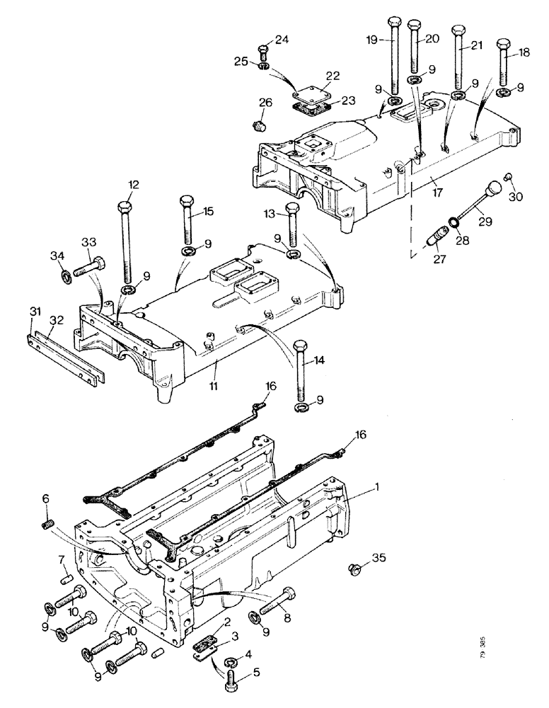 Схема запчастей Case IH 1490 - (M02-1) - REAR MAIN FRAME AND GEARBOX COVER, SYNCHROMESH 2WD, POWER SHIFT, SYNCHROMESH MFD (12) - FRAME