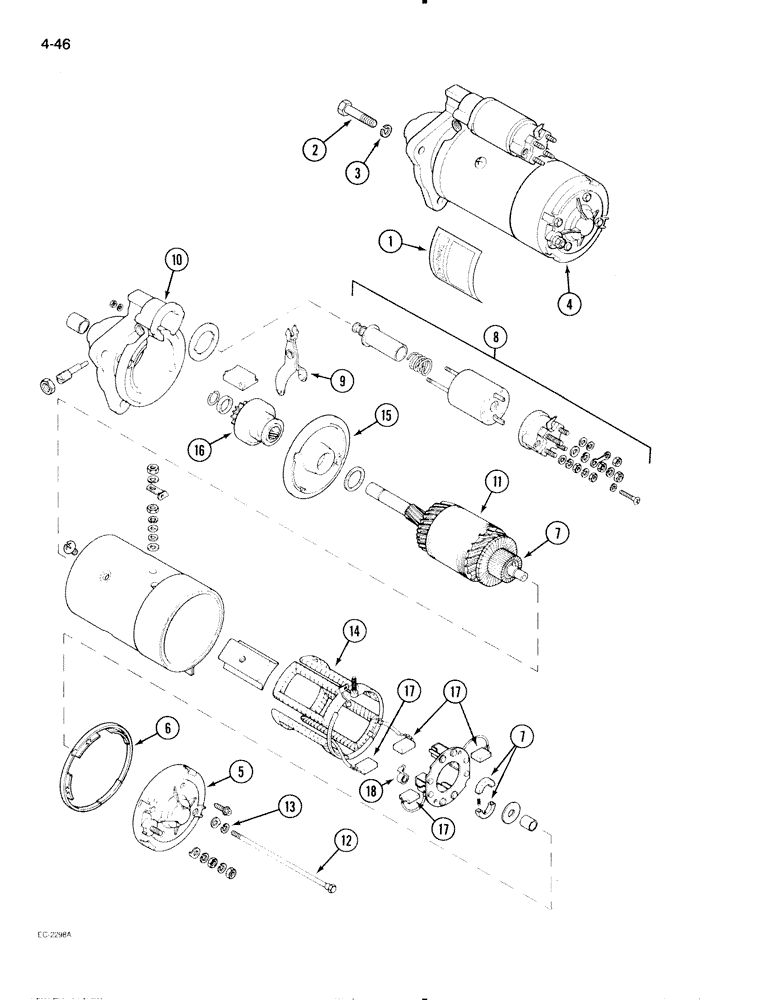 Схема запчастей Case IH 595 - (4-46) - STARTER MOTOR, LUCAS (04) - ELECTRICAL SYSTEMS