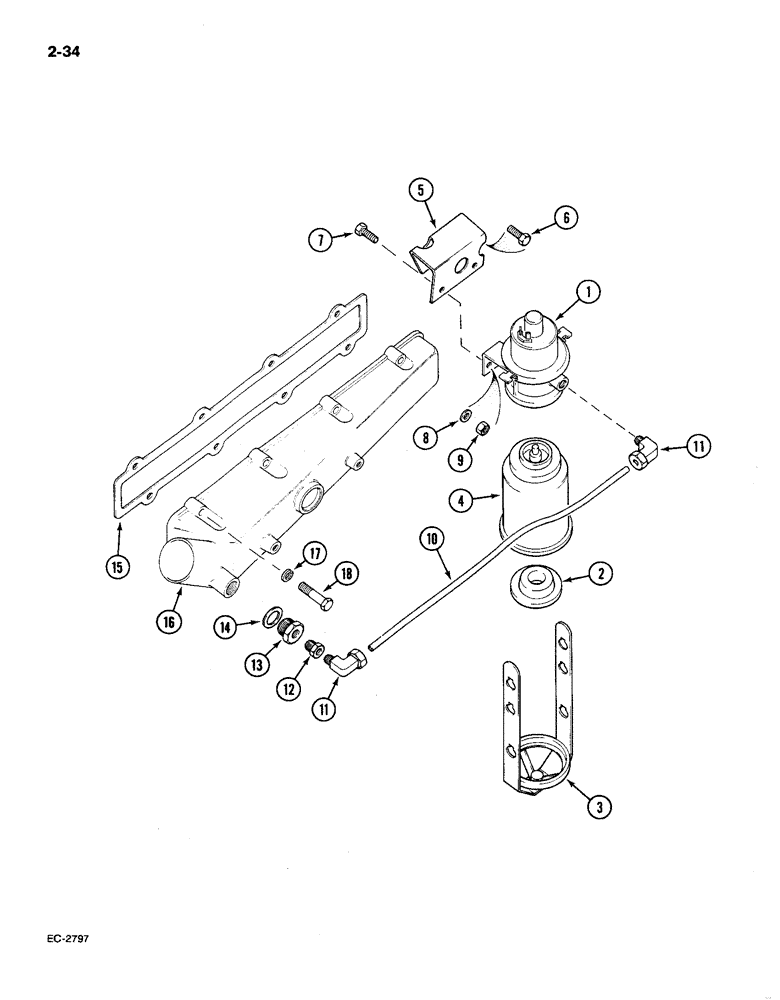 Схема запчастей Case IH 585 - (2-34) - ETHER START AND INTAKE MANIFOLD (02) - ENGINE