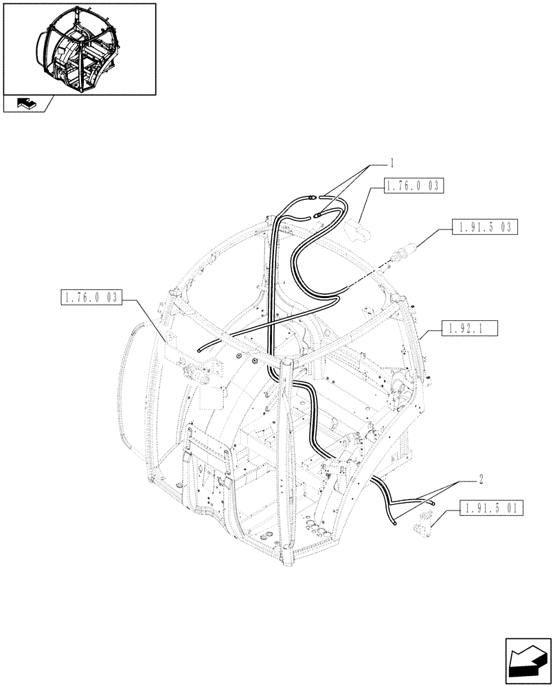 Схема запчастей Case IH PUMA 180 - (1.91.5/01[01]) - WINDSCREEN AND REAR-WINDOW WASHER TUBES (10) - OPERATORS PLATFORM/CAB