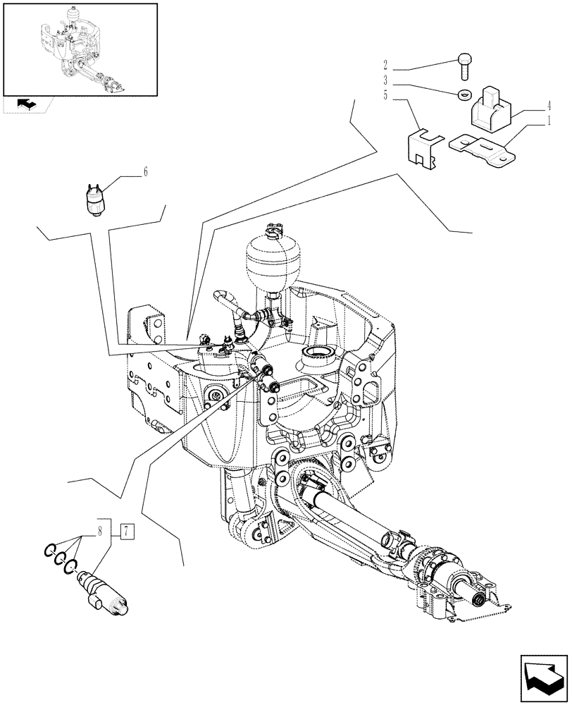 Схема запчастей Case IH PUMA 195 - (1.75.0/05[02]) - (VAR.212-463) FRONT AXLE WITH ACTIVE SUSPENSION - SOLENOID VALVES, SENSOR AND SWITCH (06) - ELECTRICAL SYSTEMS