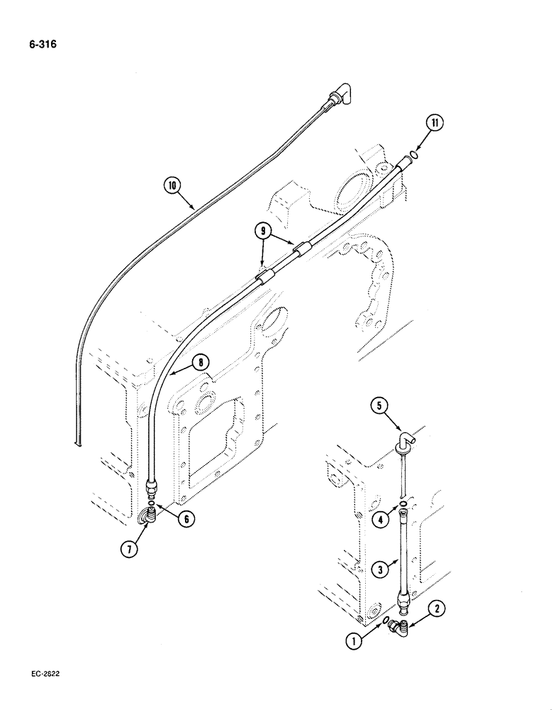 Схема запчастей Case IH 585 - (6-316) - REAR FRAME OIL LEVEL GAUGE, TRACTORS WITHOUT CAB (06) - POWER TRAIN