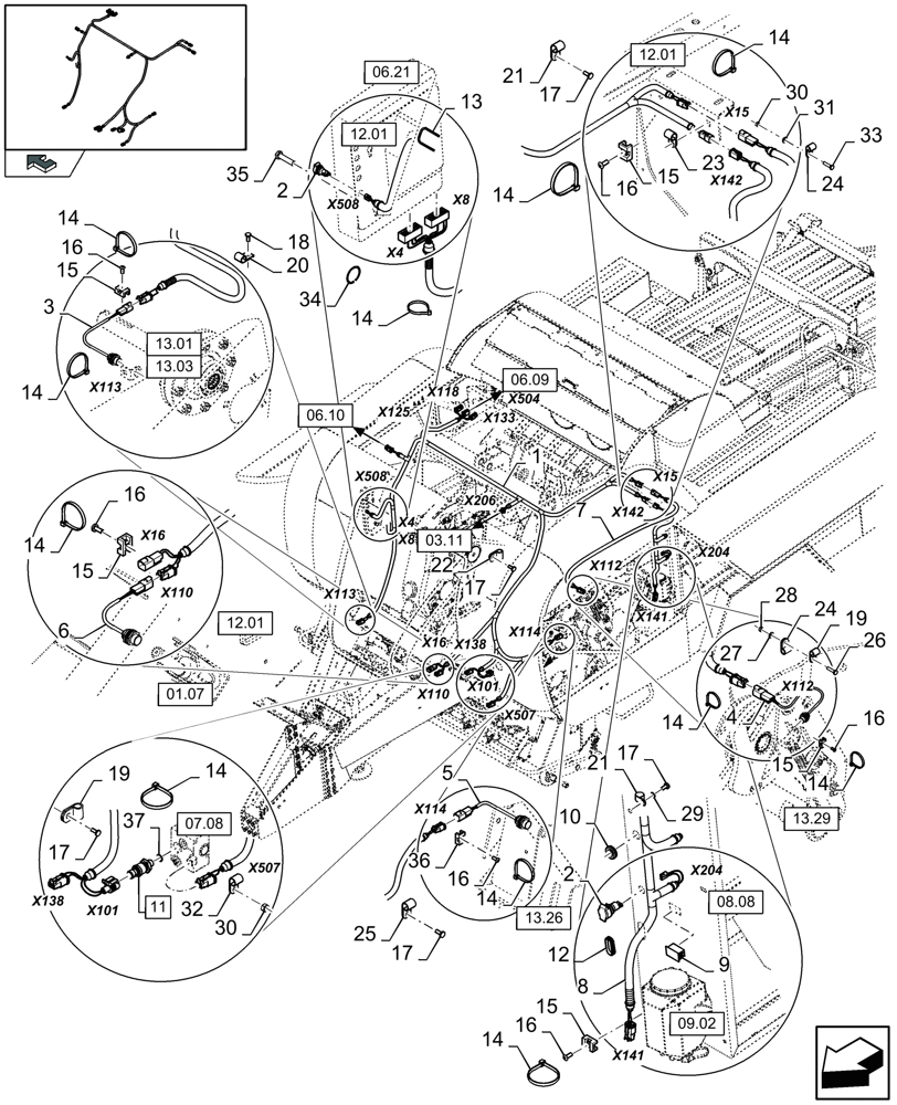 Схема запчастей Case IH LB333R - (06.19[01]) - ELECTRICITY BALE CONTROL (06) - ELECTRICAL SYSTEMS