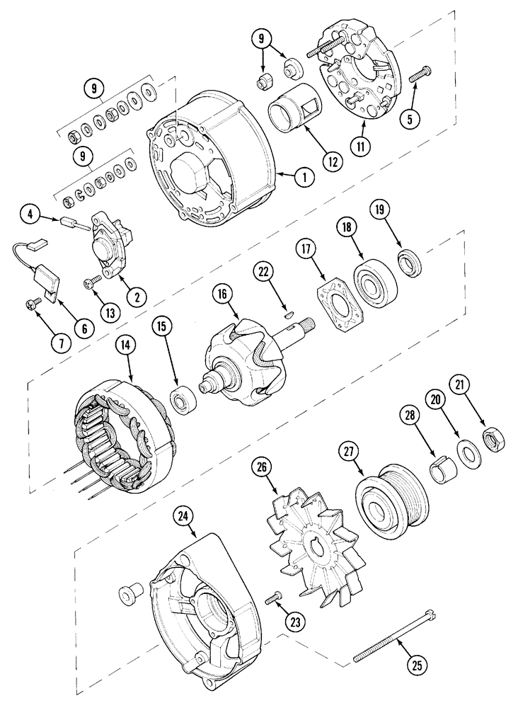 Схема запчастей Case IH 5240 - (4-052) - ALTERNATOR, 65 AMPERE (04) - ELECTRICAL SYSTEMS