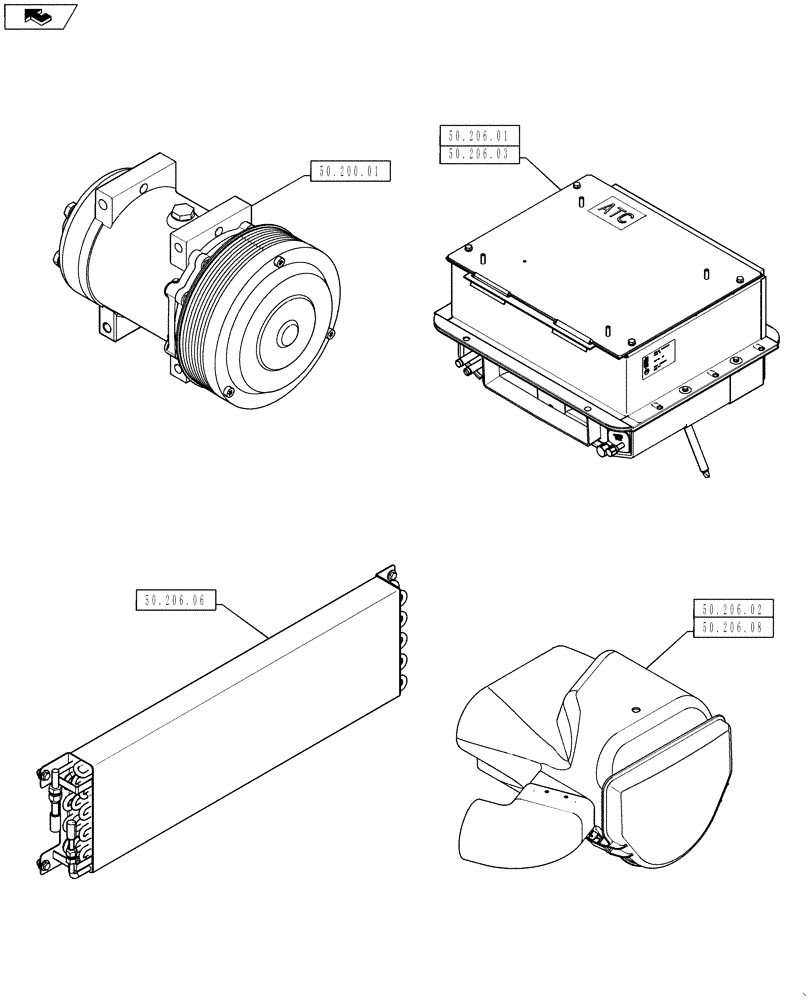 Схема запчастей Case IH 4430 - (50.000.00) - SECTION INDEX - CAB CLIMATE CONTROL (50) - CAB CLIMATE CONTROL