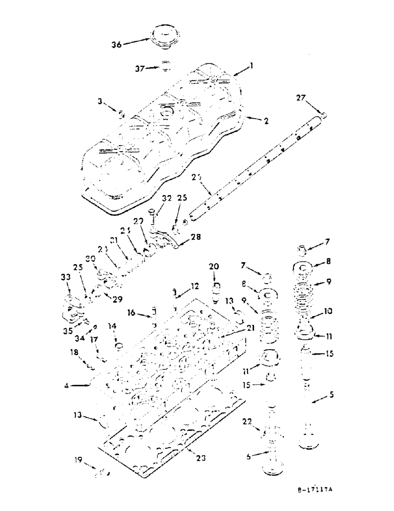 Схема запчастей Case IH 674 - (12-32) - CYLINDER HEAD AND RELATED PARTS Power