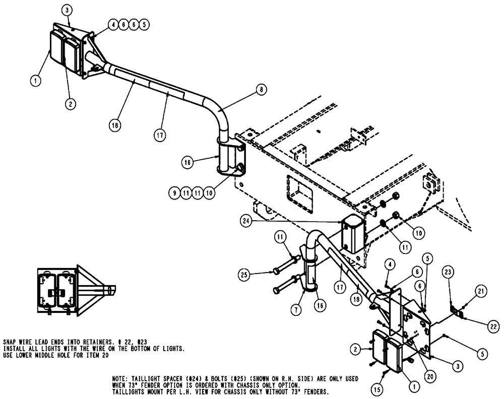 Схема запчастей Case IH FLX3010 - (10-013) - TAIL LIGHT ASSEMBLY (BARE CHASSIS ONLY) Options