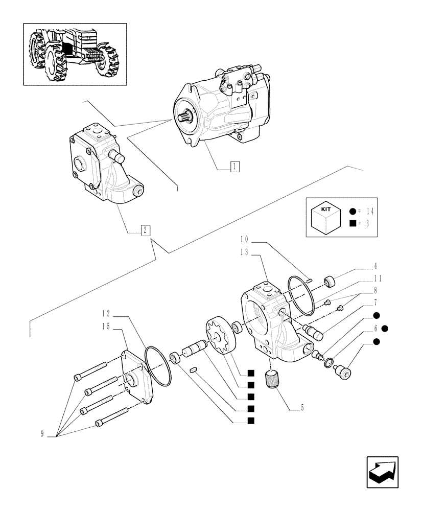 Схема запчастей Case IH MXM190 - (1.32.8/04A[03]) - (VAR.481) 150 L/MIN PUMP CCLS W/EDC - HYDRAULIC PUMP - BREAKDOWN (03) - TRANSMISSION