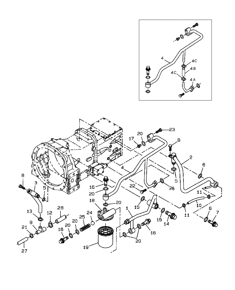 Схема запчастей Case IH D40 - (07.11) - HYDRAULIC PIPING W/HST (07) - HYDRAULIC SYSTEM