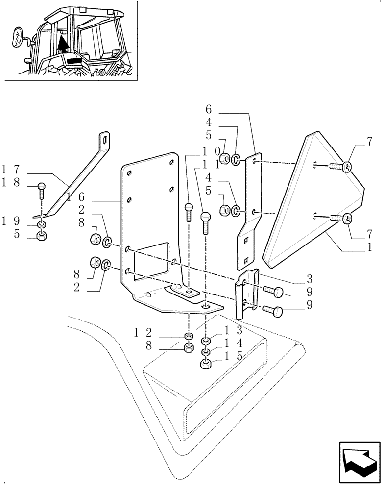 Схема запчастей Case IH MXM130 - (1.99.3) - (VAR.759) SLOW MOVING VEHICLE SIGN (10) - OPERATORS PLATFORM/CAB