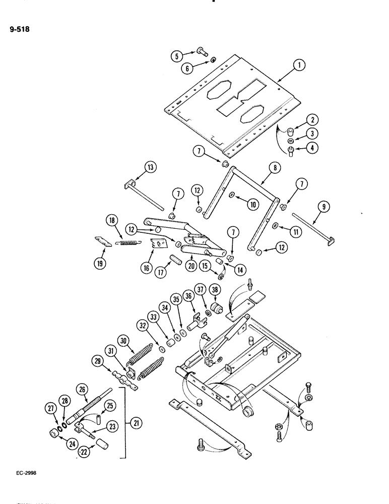 Схема запчастей Case IH 885 - (9-518) - SEAT SUSPENSION UNIT, GRAMMER, PRIOR TO P.I.N. 18001 (09) - CHASSIS/ATTACHMENTS