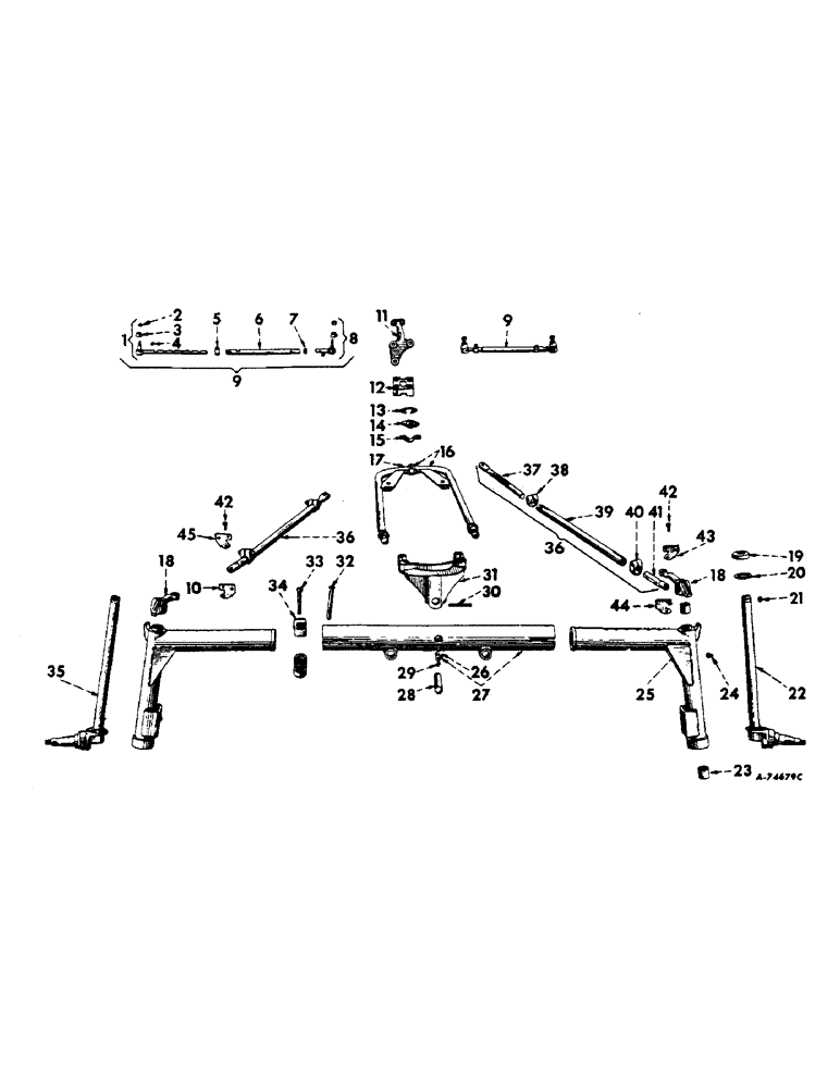 Схема запчастей Case IH 806 - (J-14) - STEERING MECHANISM, ADJUSTABLE FRONT AXLE AND CONNECTIONS, FARMALL HI-CLEAR TRACTORS Steering Mechanism