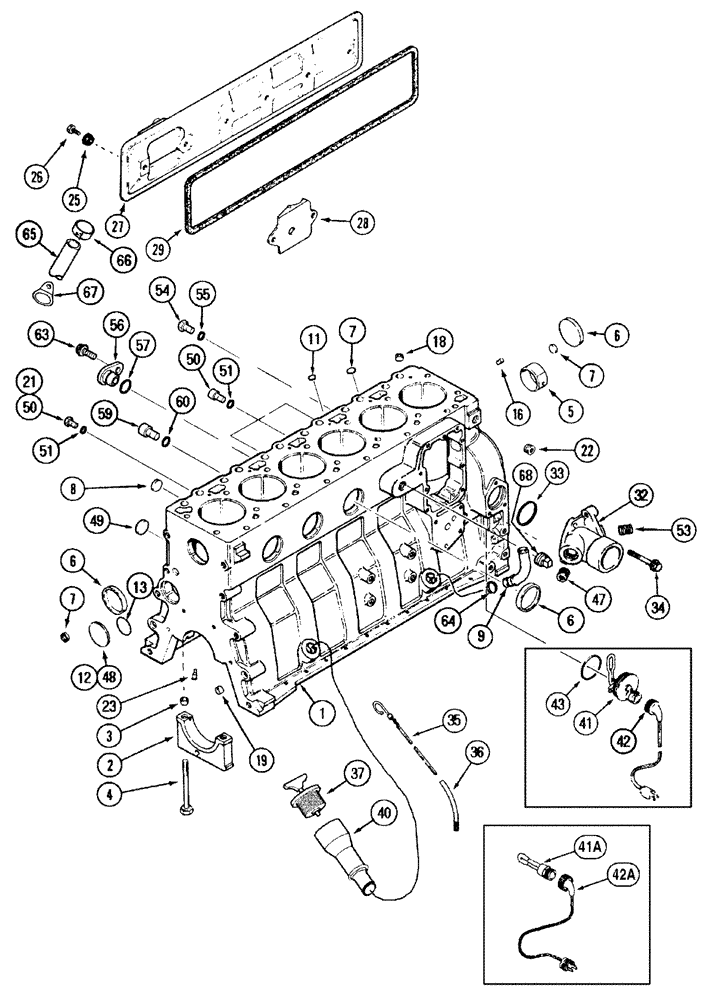 Схема запчастей Case IH SPX3200 - (03-019) - CYLINDER BLOCK (01) - ENGINE