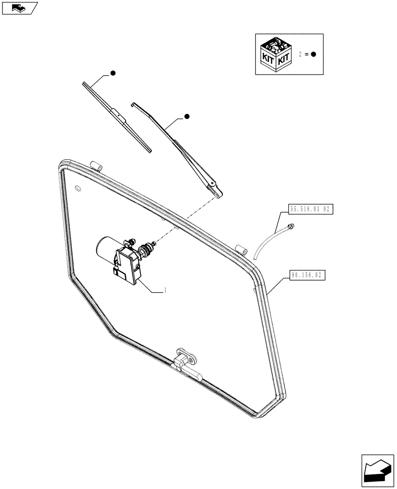 Схема запчастей Case IH FARMALL 65C - (55.518.03[01]) - REAR WINDSHIELD WIPER - ISO - W/CAB (VAR.330642) (55) - ELECTRICAL SYSTEMS