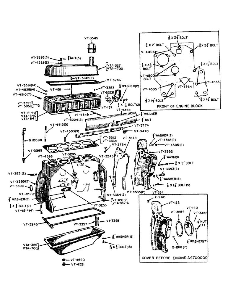 Схема запчастей Case IH VAI-SERIES - (006) - CYLINDER HEAD, CYLINDER BLOCK AND OIL PAN PARTS (02) - ENGINE