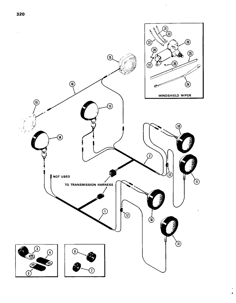 Схема запчастей Case IH 1270 - (320) - CAB, ELECTRICAL EQUIPMENT AND WIRING, FENDER HARNESS (09) - CHASSIS/ATTACHMENTS