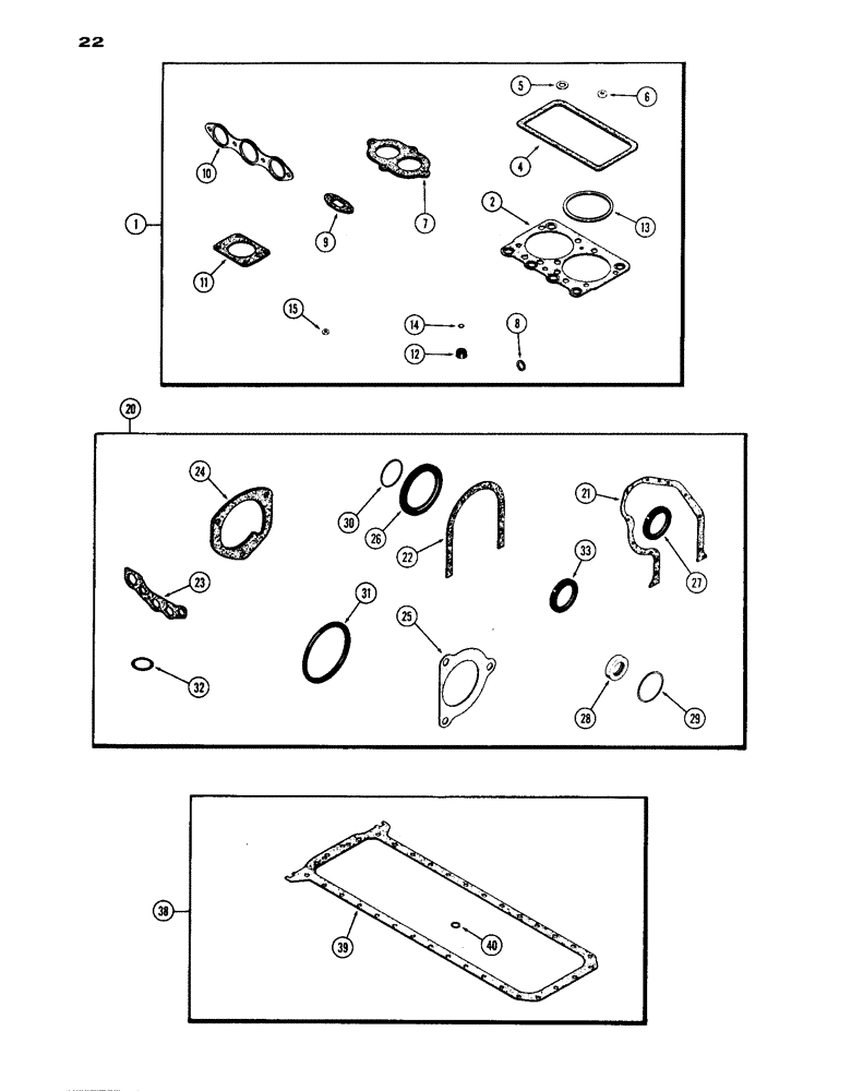 Схема запчастей Case IH 1030 - (022) - ENGINE GASKET KITS (02) - ENGINE