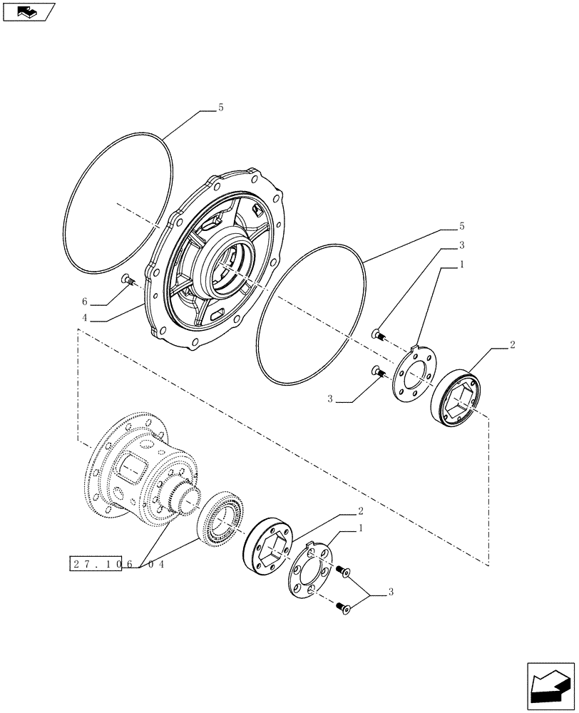 Схема запчастей Case IH FARMALL 65C - (27.106.05) - TRANSMISSION, COVERS AND SUPPORTS (27) - REAR AXLE SYSTEM