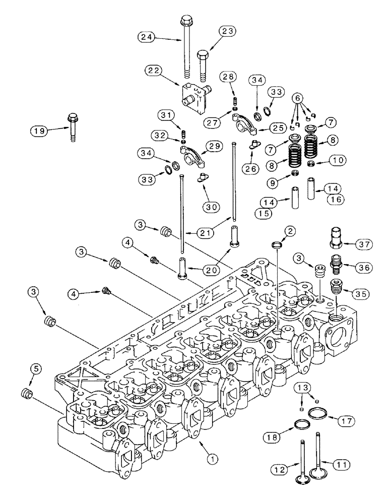 Схема запчастей Case IH 8850 - (10-46) - CYLINDER HEAD AND VALVE MECHANISM, SERIAL NUMBER CFH0099165 AND LATER (02) - ENGINE